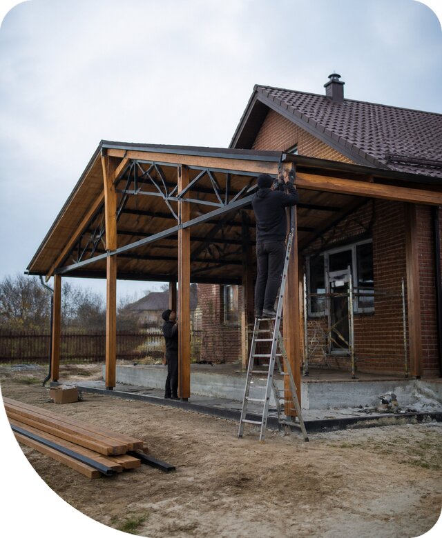 Пристройка навеса к дому и участку в Алейске под ключ